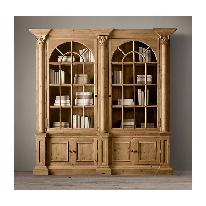 Закрытый книжный шкаф palladian salvaged pine double.