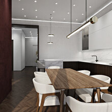 Фото из портфолио Совмещенная кухня гостиная в проекте ЖК Аэробус 150  – фотографии дизайна интерьеров на INMYROOM