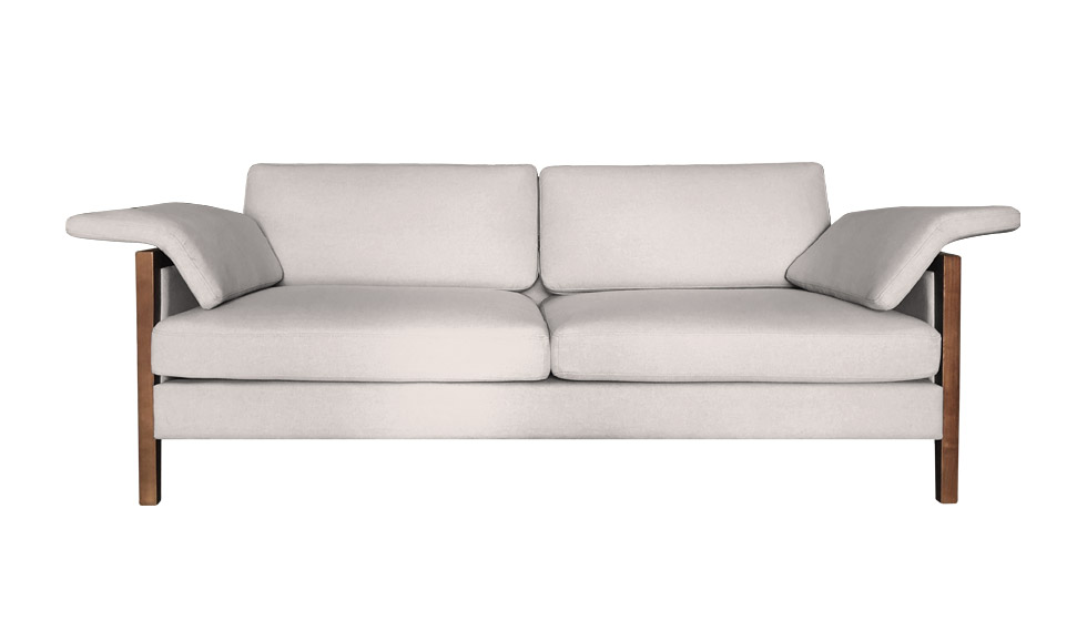 

Диван Lars белого цвета с деревянными подлокотниками