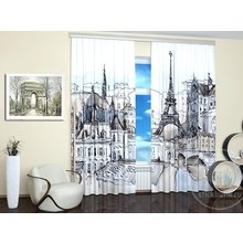 Фотошторы для гостиной: Пейзаж Парижа Фотошторы для гостиной: Пейзаж Парижа