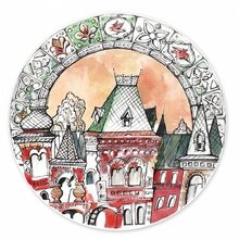 Тарелка сувенирная с волнистыми краями "Русский дом" Тарелка сувенирная с волнистыми краями "Русский дом"