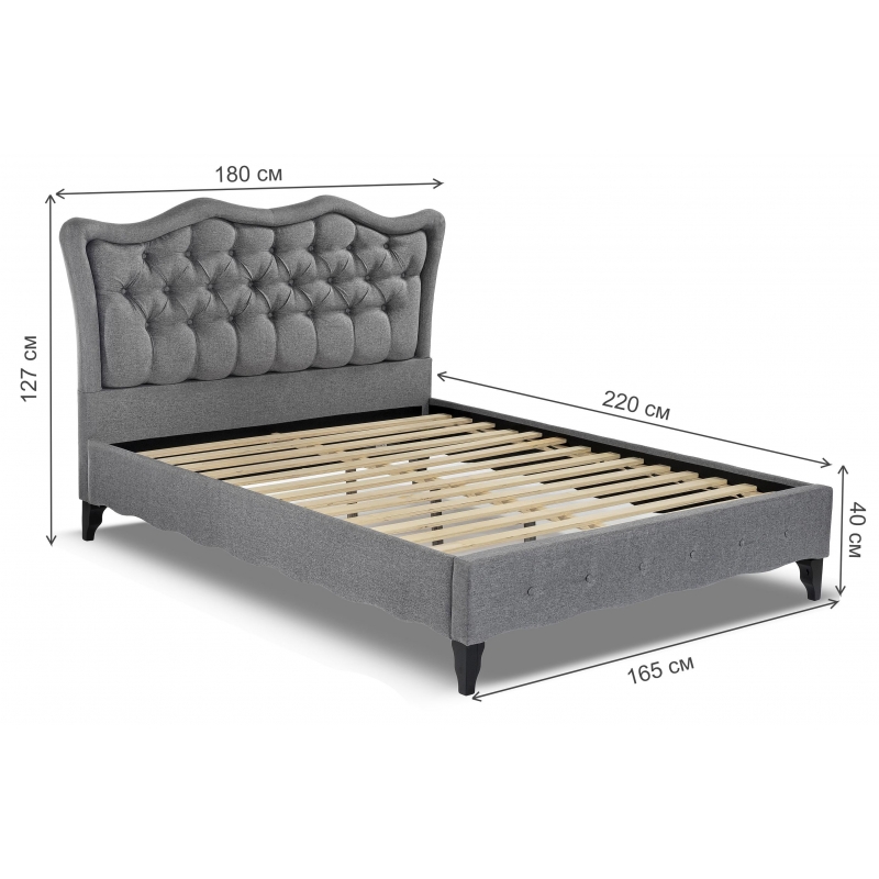 

Кровать двуспальная Mabel 160х200 серого цвета
