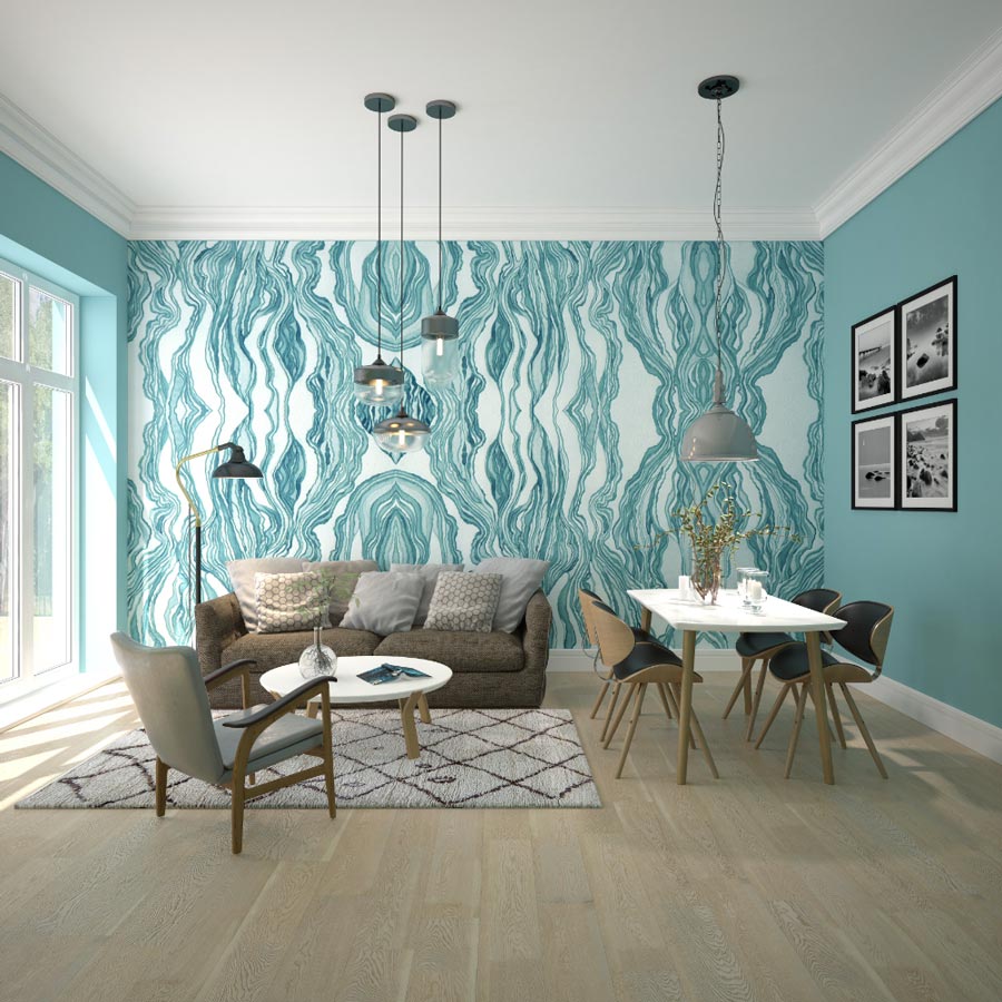 

Дизайнерские обои Lacy Moire Turquoise