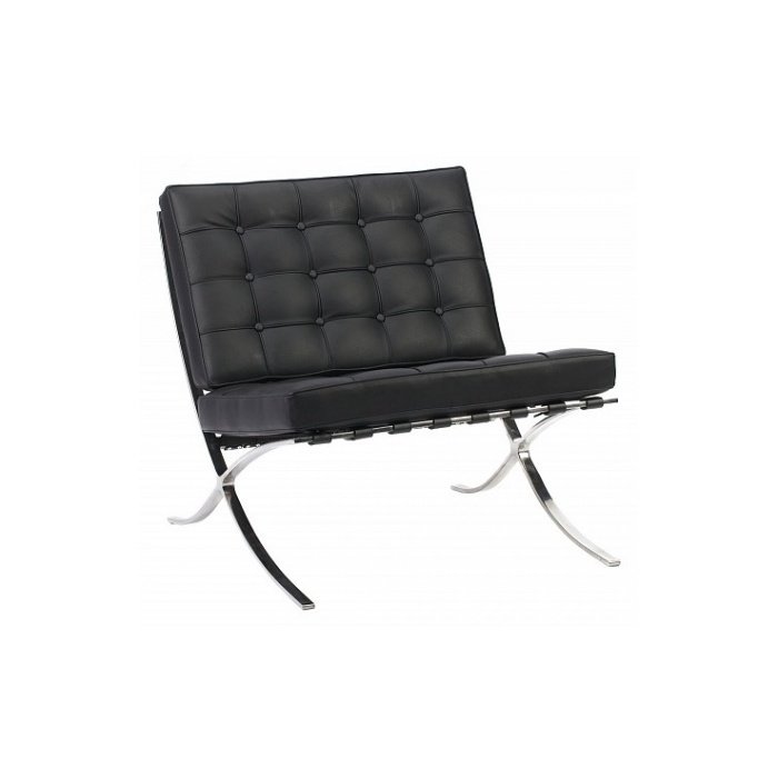 Кресло Barcelona Chair Черная Кожа Кресло Barcelona Chair Черная Кожа
