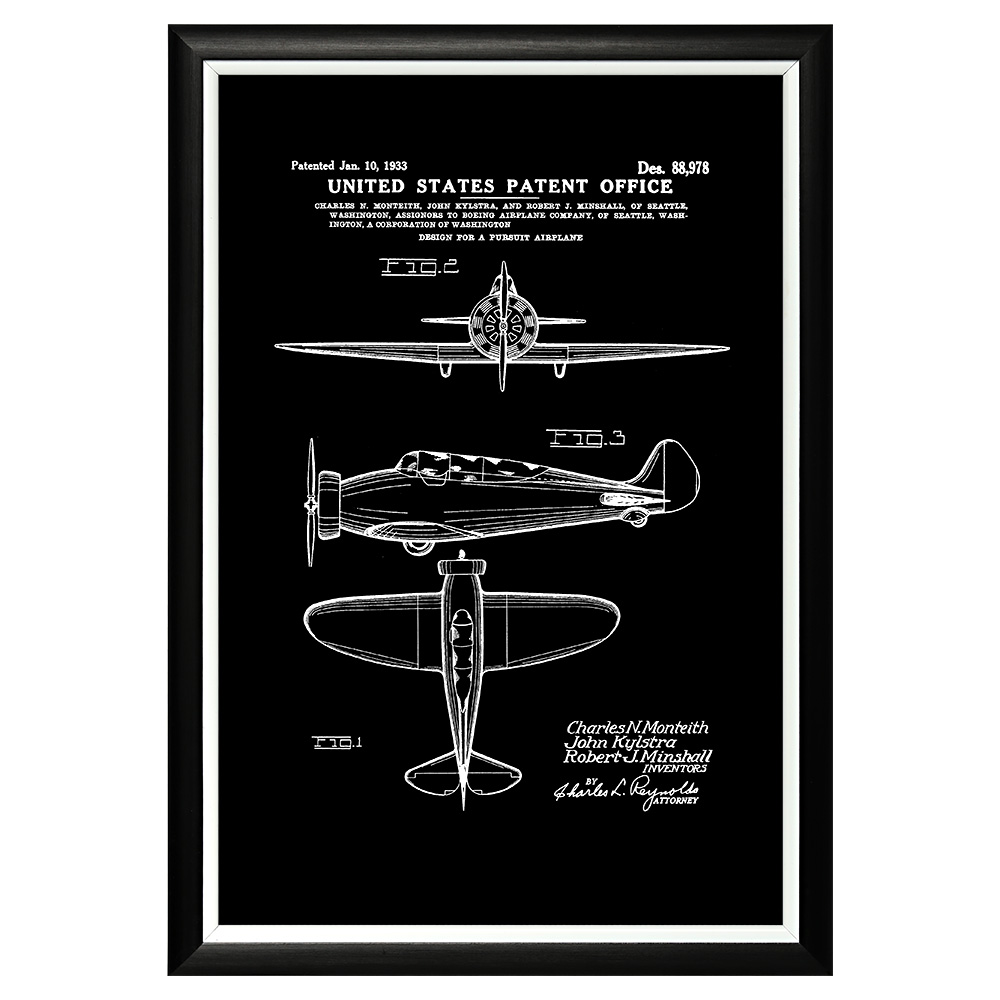 

Арт-постер патент на исследовательский самолет боинг 1933