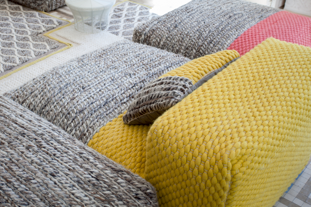 

Пуф модульный Plait Yellow серо-желтого цвета