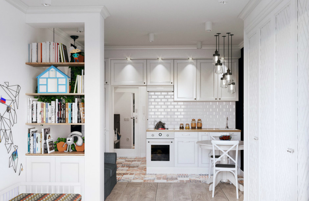Кухня-гостиная – дизайн интерьера в частном доме современного стиля X фото