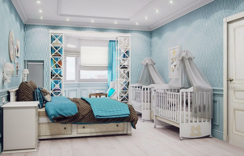 Спальня с детской кроваткой: варианты зонирования, выбор детской мебели идизайнерское оформление
