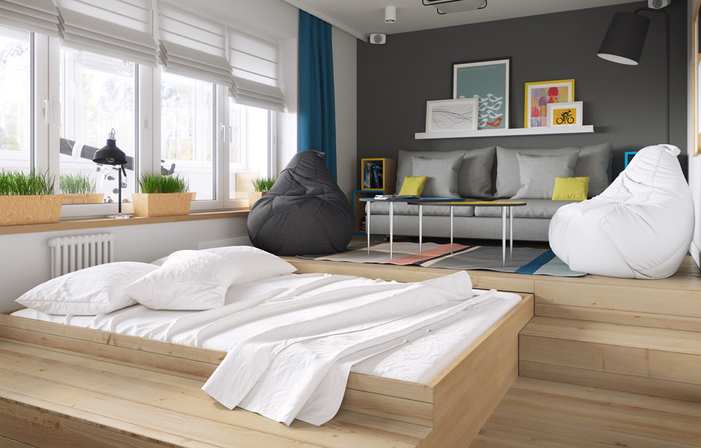 Кровать подиум в маленькой комнате: домашний проект своими руками