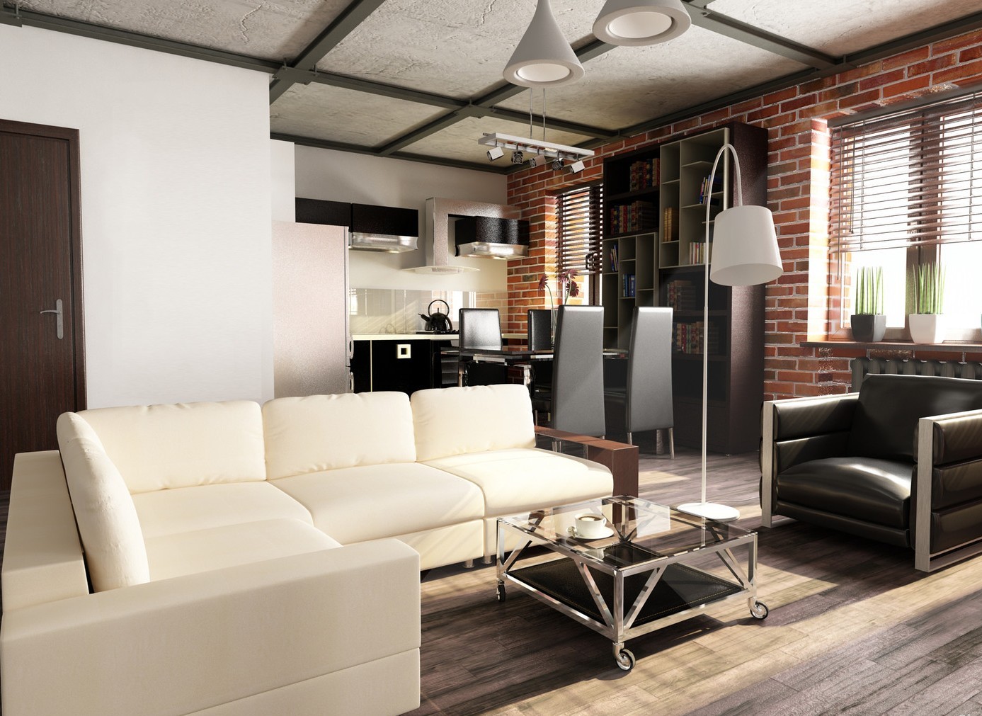 Современный дизайн однокомнатной квартиры 33 кв. м в стиле лофт — INMYROOM